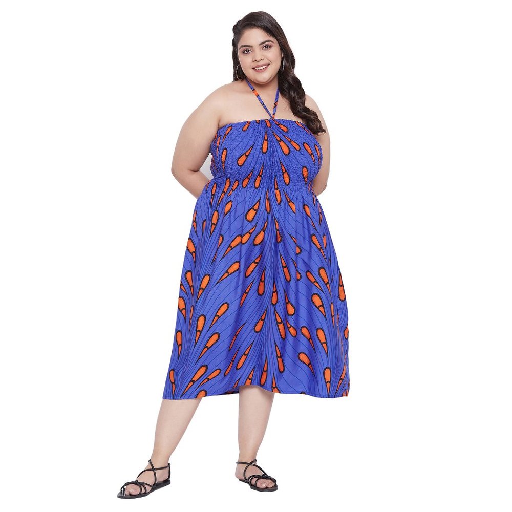Tribal Print Purple Polyester Tube Dress for Women